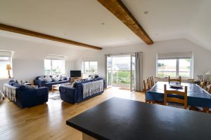Open plan living space at Little Tremawr in Constantine Bay