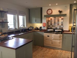 Kitchen at Tadpoles, a self-catering beach house in Trevone Bay, Cornwall